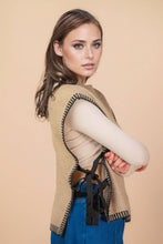 Load image into Gallery viewer, Side Tie Detail Knit Sweater Vest Top: OATMEAL

