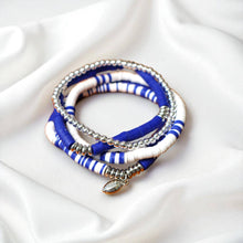 Load image into Gallery viewer, Royal Blue and White Game Day Bracelet Stack
