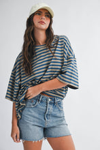 Load image into Gallery viewer, Oversized Stripe Boyfriend Tee: Tan / Contemporary
