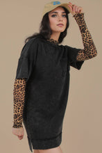 Load image into Gallery viewer, Mineral Washed Knit Oversized Shift Mini Dress: BLACK
