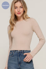 Load image into Gallery viewer, Long Sleeve Crew Neck Rib Seamless Top: OLV-olive / M/L
