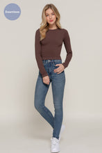 Load image into Gallery viewer, Long Sleeve Crew Neck Rib Seamless Top: BRN-brown / M/L

