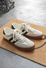 Load image into Gallery viewer, LDC Striped Lace-up Flat Sneakers: White
