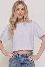 Load image into Gallery viewer, Short Sleeve Crew Neck Oversize Crop Cotton Knit Tee: RED-red / S
