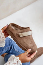 Load image into Gallery viewer, WOMENS FAUX SUEDE STRAPPY CLOGS SLIP ON MULES SLIPPERS: Khaki
