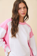 Load image into Gallery viewer, Colorblock Terry Pullover Sweatshirt: White Heather Gray / Contemporary
