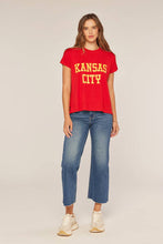 Load image into Gallery viewer, Kansas City Graphic Cap Sleeve Knit Top: Scarlet

