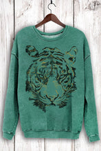 Load image into Gallery viewer, THE GOLDEN FOILED TIGER FACE MINERAL SWEATSHIRTS: White
