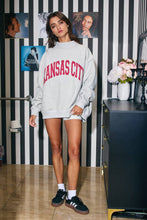 Load image into Gallery viewer, KANSAS &#39;KANSAS CITY &amp; KC&#39; Reversible Mock-neck Sweatshirt: HEATHER GRAY
