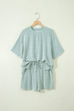 Load image into Gallery viewer, PRETTY BASH Stripe Corded Knit Tee &amp; Short Set: Sky Blue Stripe / S
