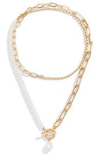 Load image into Gallery viewer, PEARL MIX DOUBLE LAYER TOGGLE NECKLACE | Gold

