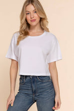 Load image into Gallery viewer, Short Sleeve Crew Neck Oversize Crop Cotton Knit Tee: RED-red / L
