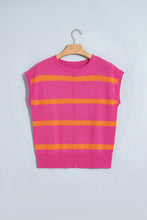 Load image into Gallery viewer, LAS Striped Cap Sleeve Knit Sweater (S-4X): Brown Stripe / S
