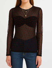 Load image into Gallery viewer, Women Heart See Through Long Sleeves Mesh Blouse: White
