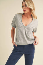 Load image into Gallery viewer, Zoie V-Neck Short Sleeve Top: Oat / Contemporary
