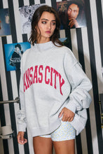 Load image into Gallery viewer, KANSAS &#39;KANSAS CITY &amp; KC&#39; Reversible Mock-neck Sweatshirt: HEATHER GRAY
