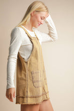 Load image into Gallery viewer, Washed Denim Overall Mini Dress: BLACK
