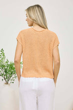 Load image into Gallery viewer, SPLIT NECK SHORT SLEEVE KNIT PULLOVER: PEACH
