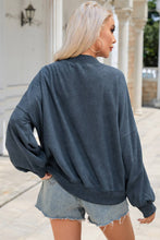 Load image into Gallery viewer, Solid Color Drop Shoulder Crew Neck Pullover Sweatshirt: Blue
