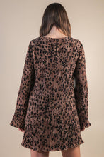 Load image into Gallery viewer, Leopard Printed Pleated Mini Dress: MOCHA LEOPARD
