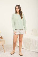 Load image into Gallery viewer, WASHED POCKET DETAIL LONG SLEEVE RIB KNIT TOP : LIGHT OLIVE
