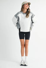 Load image into Gallery viewer, Colorblock Terry Pullover Sweatshirt: White Heather Gray / Contemporary
