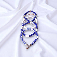 Load image into Gallery viewer, Royal Blue and White Game Day Bracelet Stack
