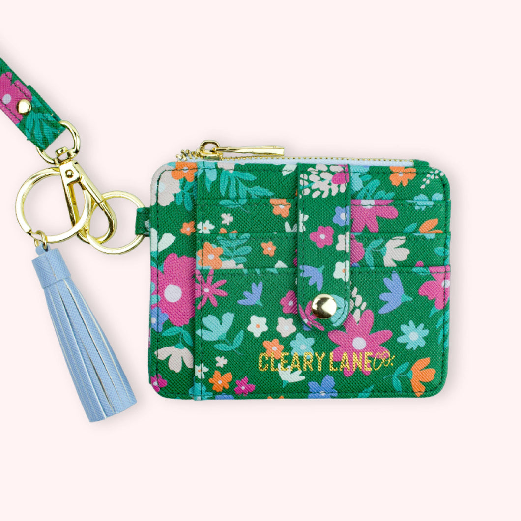 Wallet Keychain - Emerald Floral Jungle