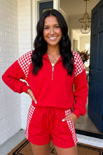Load image into Gallery viewer, LAS Plaid Patchwork Zipper Collar Shorts Set (S-XL): Coffee / M
