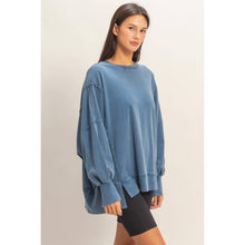 Load image into Gallery viewer, Oversized Seam Detail Long Sleeve Top: BLUE
