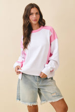Load image into Gallery viewer, Colorblock Terry Pullover Sweatshirt: White Heather Gray / Contemporary
