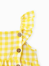 Load image into Gallery viewer, Single-Piece Baby Girl Plaid and Lemon Fruit-Themed Dress: Pale Yellow / 18-24 Months

