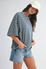Load image into Gallery viewer, Oversized Stripe Boyfriend Tee: Tan / Contemporary
