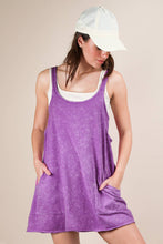 Load image into Gallery viewer, ND31251-Mineral Washed Knit Mini Dress with Shorts Inside : BLACK / S-M-L/2-2-2
