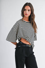 Load image into Gallery viewer, Oversized Stripe Boyfriend Tee: Tan / Contemporary
