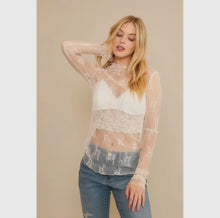 Load image into Gallery viewer, White Mesh Lace Long Sleeve Top
