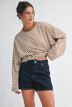 Load image into Gallery viewer, Oversized Stripe Long Sleeve Top: Chocolate / Contemporary
