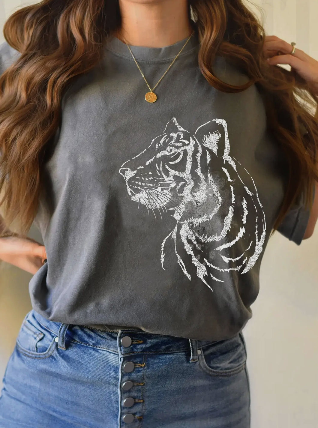 Grey Tiger Head Tee