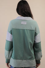 Load image into Gallery viewer, Color Block Solid &amp; Stripe Casual Knit Top: SAGE
