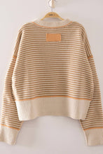 Load image into Gallery viewer, 12W3691N-Contrast Trim Stripe Knit Sweater: BLUE / S-M-L/2-2-2
