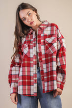Load image into Gallery viewer, Oversized Checkered Casual Shacket Jacket: OLIVE MIX
