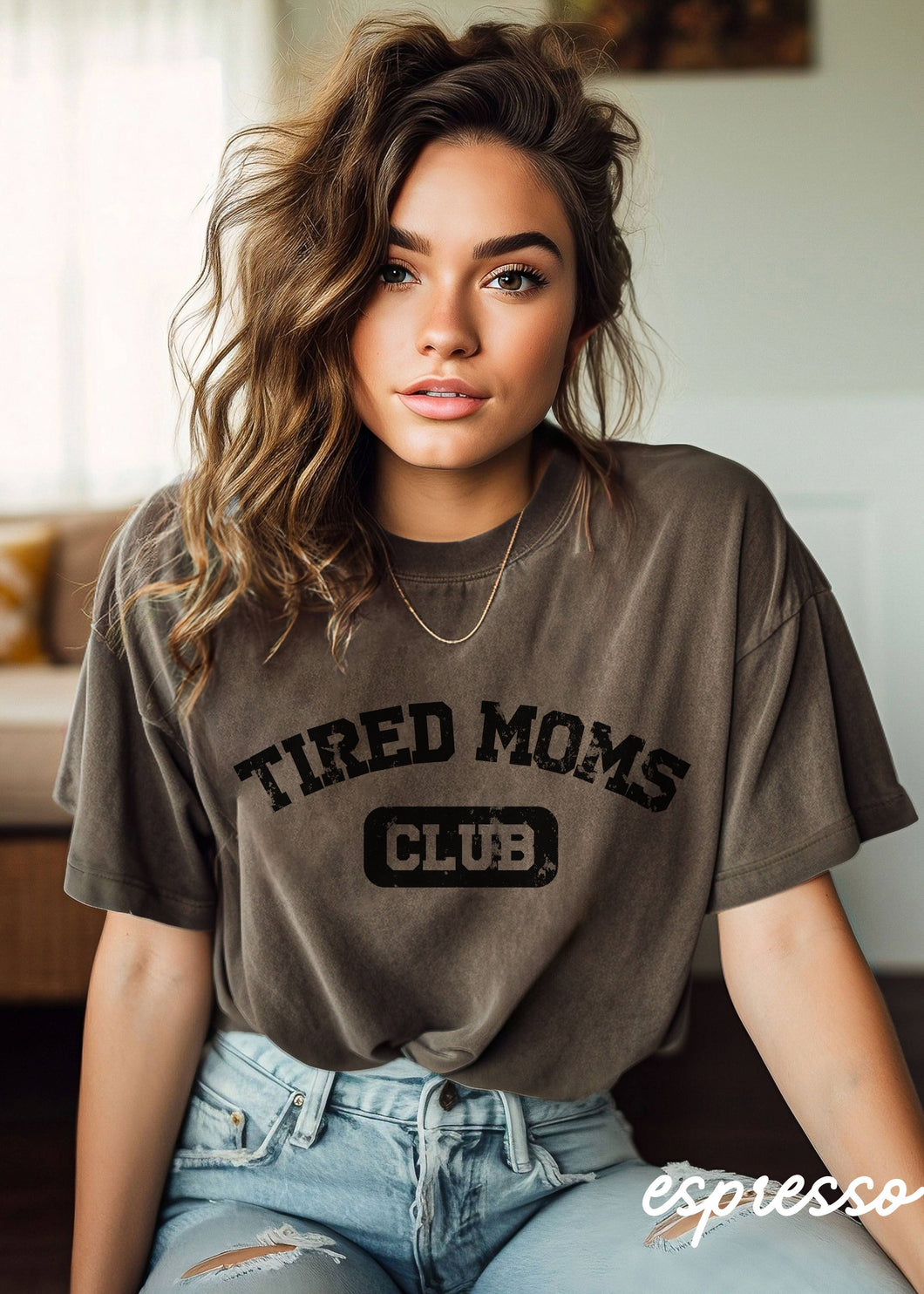 Tired Moms Club Tee *Espresso (S-3X): Extra Large