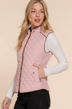 Load image into Gallery viewer, Suede Piping Detail Rib Quilted Padding Vest: BLK-black / M
