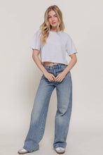 Load image into Gallery viewer, Short Sleeve Crew Neck Oversize Crop Cotton Knit Tee: RED-red / L
