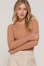 Load image into Gallery viewer, Long Sleeve Crew Neck Viscose Rib Sweater: Wht-Off White

