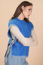 Load image into Gallery viewer, Side Tie Detail Knit Sweater Vest Top: OATMEAL
