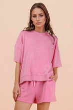Load image into Gallery viewer, Mineral Washed Knit Casual Top: PINK
