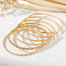 Load image into Gallery viewer, Gold Layered Bangle Set - Mixed Texture Stack | 40B5238: SET
