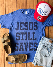 Load image into Gallery viewer, Jesus Still Saves Tee | Patriotic Faith Shirt: Blue
