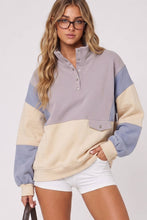 Load image into Gallery viewer, NT12353-Colorblock Half Snap Sweatshirt: BRICK / S-M-L/2-2-2
